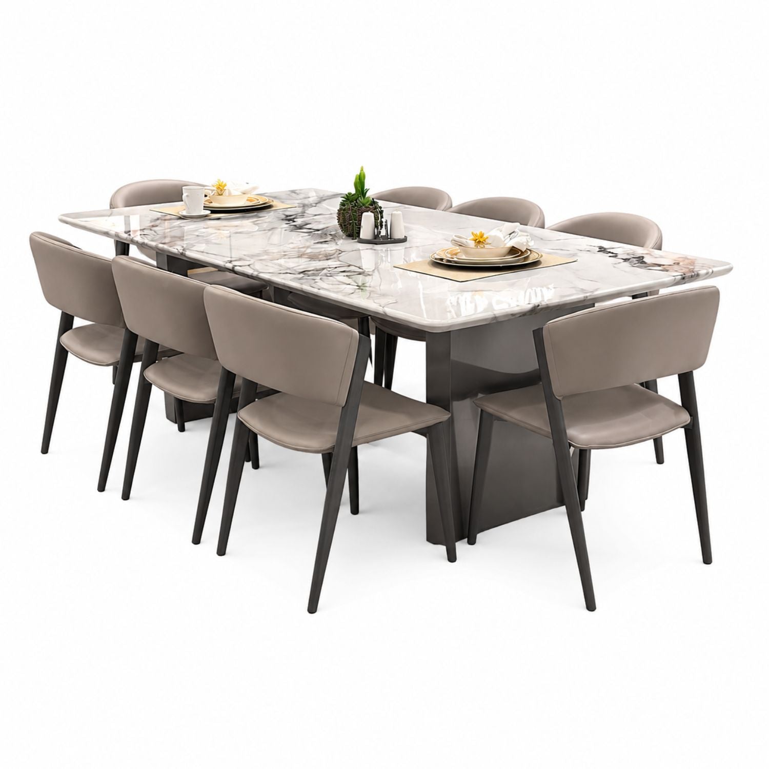 Comedor 8 Puestos Monaco Cuero Beige