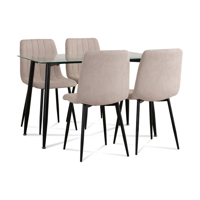 Comedor 4 Puestos Hodson Beige, Negro