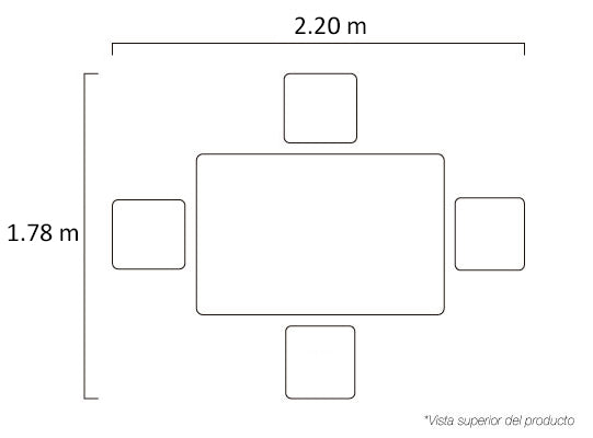 Comedor 4 Puestos Hodson Beige, Negro