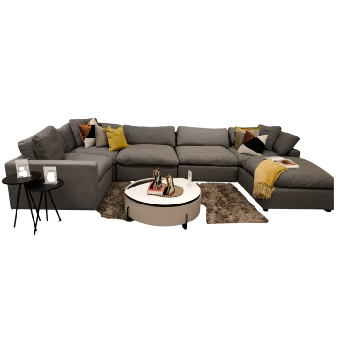 Sala en L Romby Lino Gris
