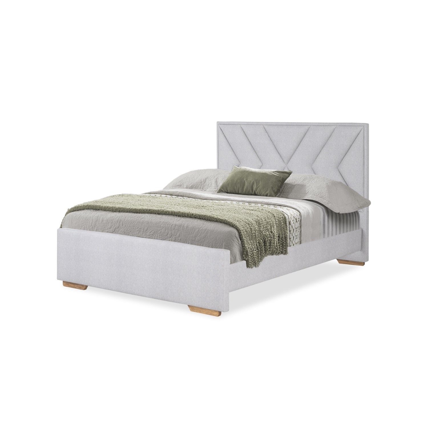 Cama Queen Vallarta Eurolino Gris, Natural