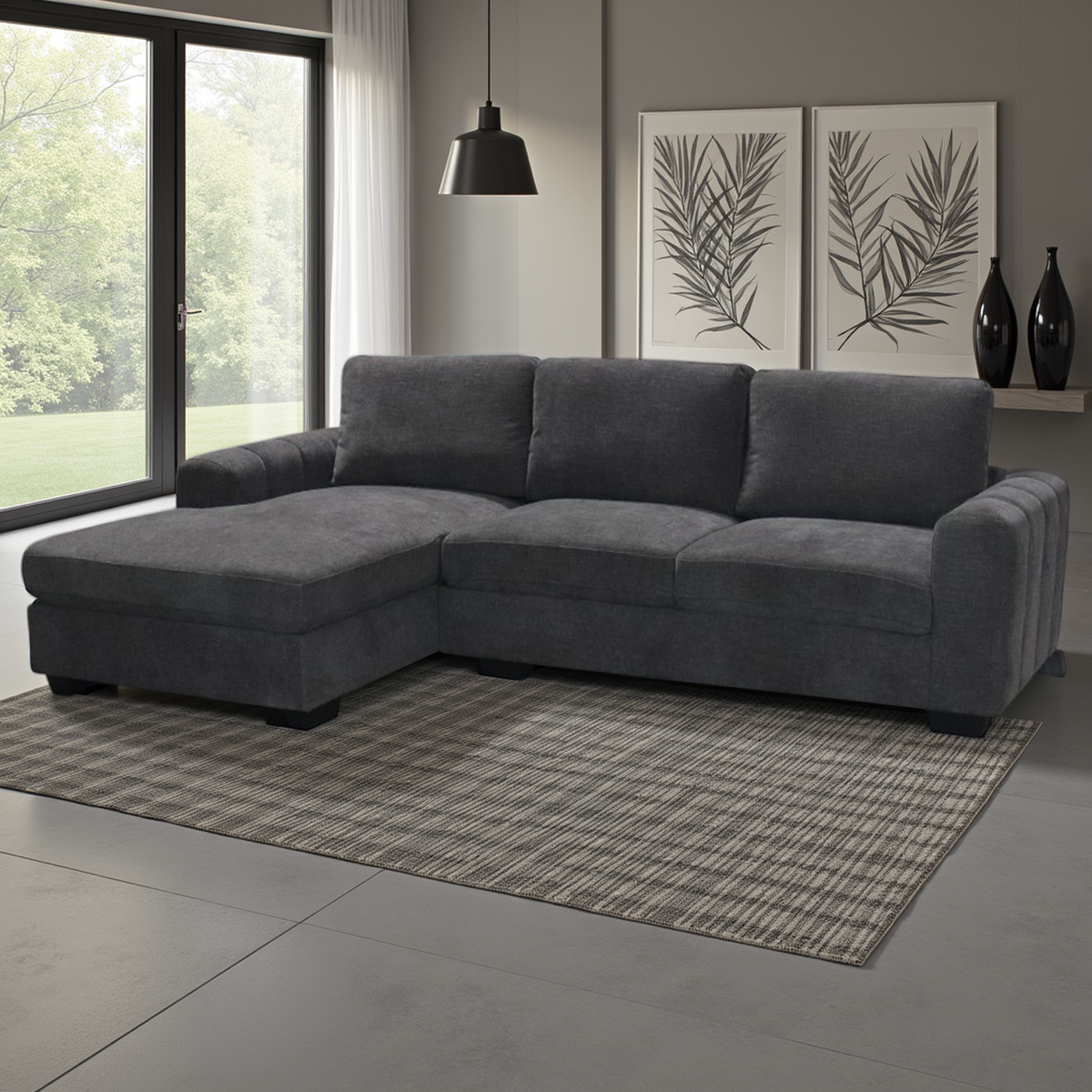 Sala Rinconera Amy Gris Oscuro Orientación Izquierda
