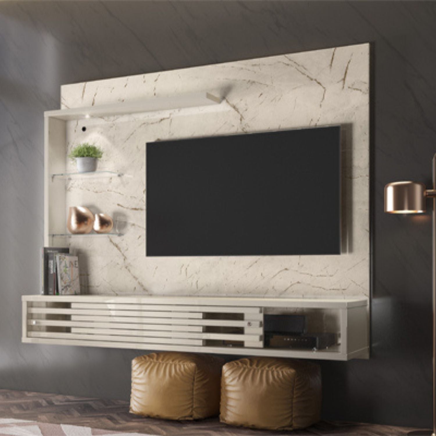 Panel de Tv  Florens Off White, Marmol