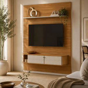 Panel de Tv  Amin Natural, Off White
