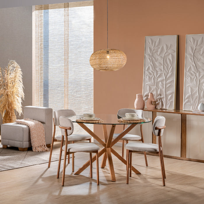 Comedor 4 Puestos Dousty Taupe, Natural