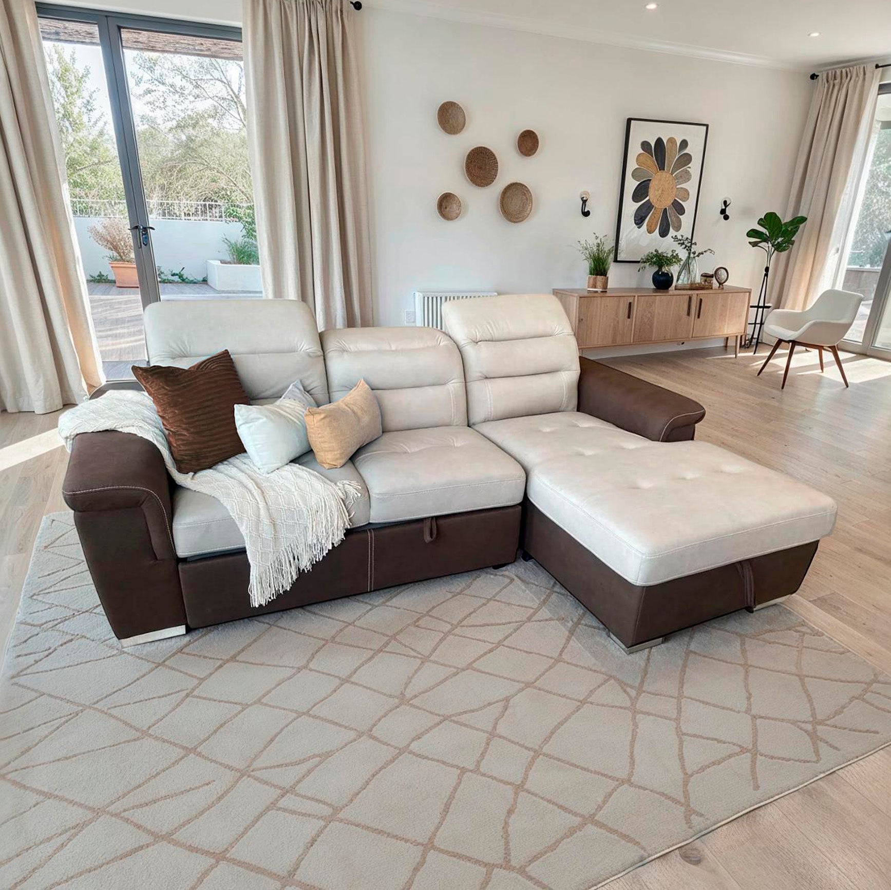 Sala Cama Moscu Taupe, Chocolate Orientación Derecha