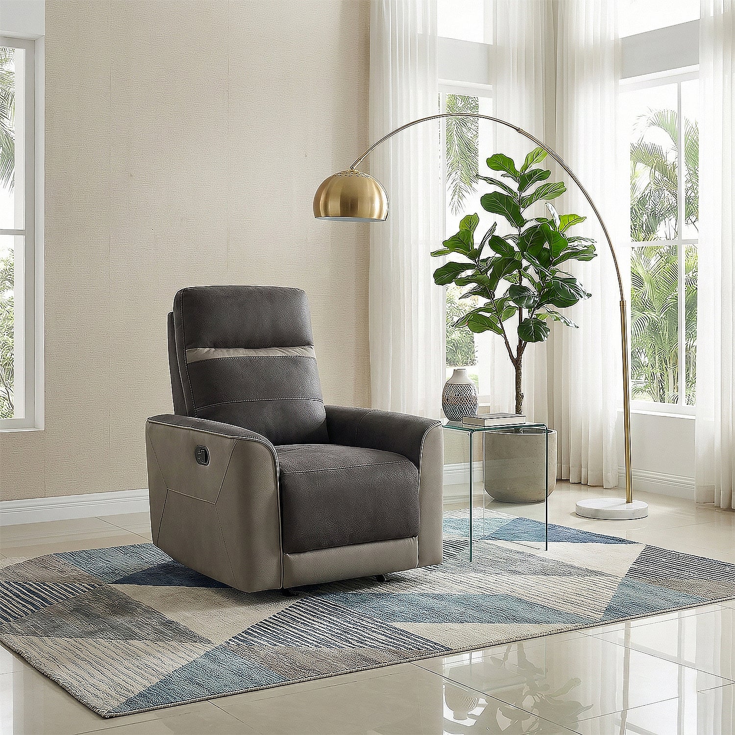 Sillón Reclinable Orly Eurocuero Gris