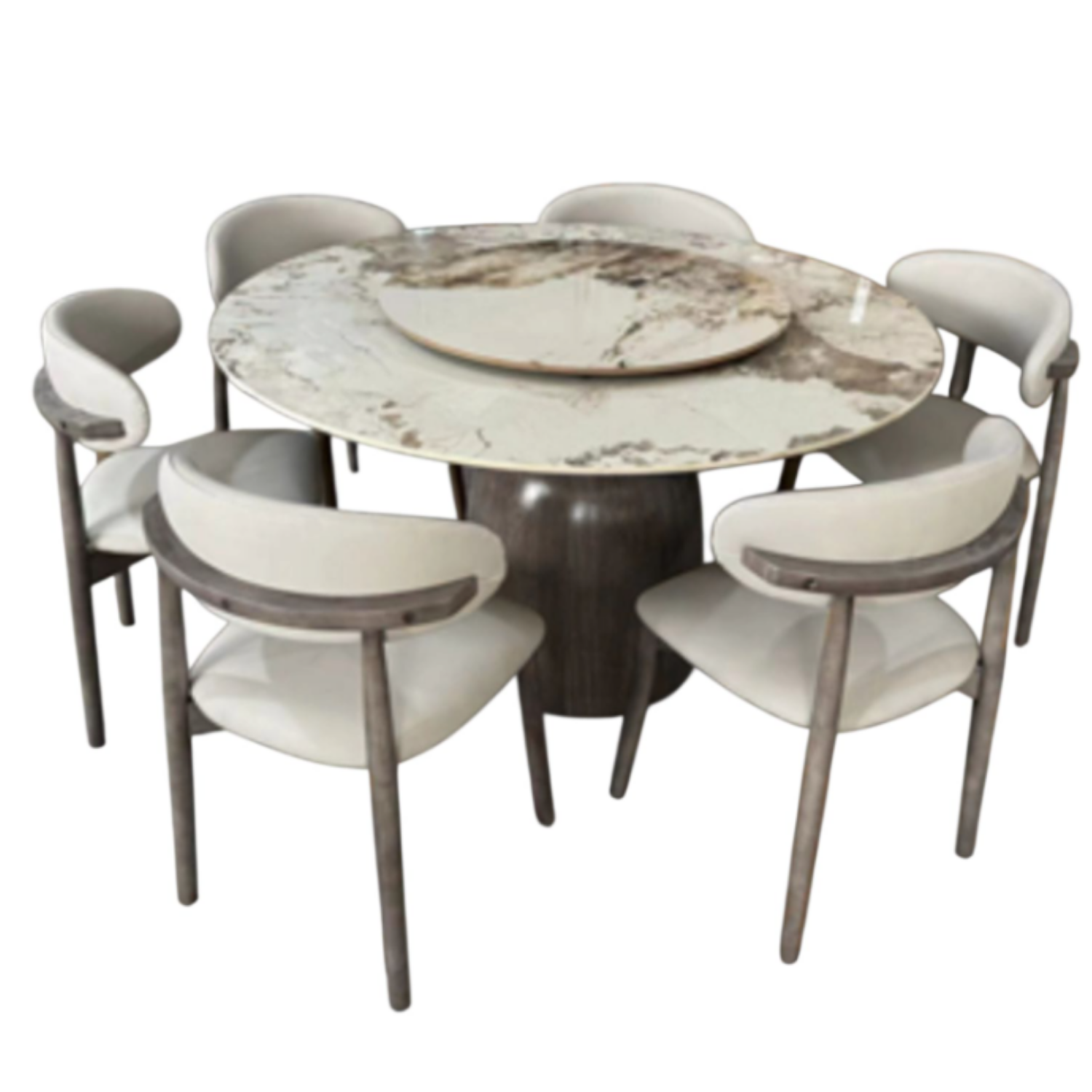 Comedor 6 Puestos Napoli Blanco, Gris Circular