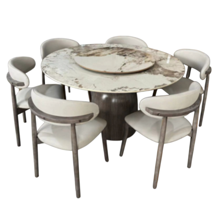 Comedor 6 Puestos Napoli Blanco, Gris Circular