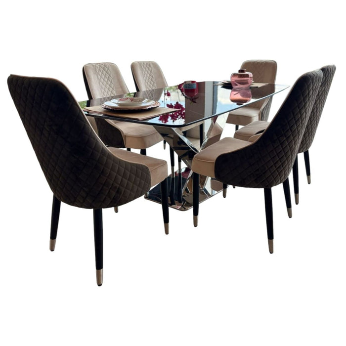 Comedor 6 Puestos Monik Negro, Silver