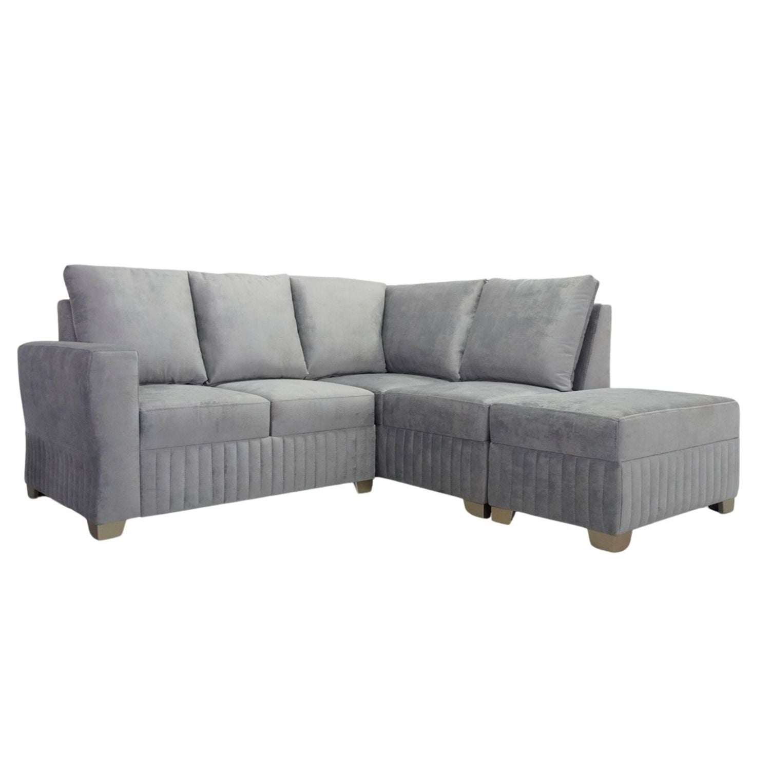 Sala Rinconera Tampa Velvet Luxury Gris, Champaña