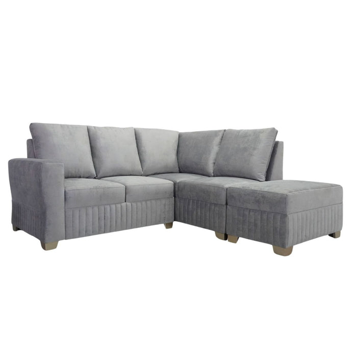 Sala Rinconera Tampa Velvet Luxury Gris, Champaña