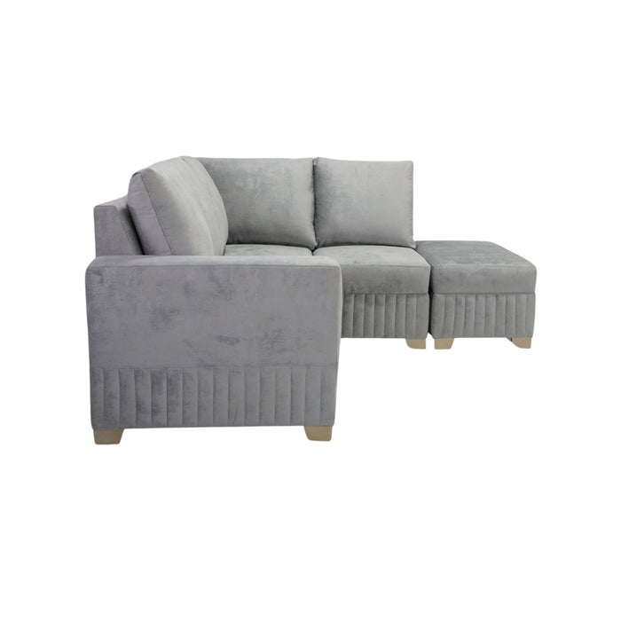 Sala Rinconera Tampa Velvet Luxury Gris, Champaña
