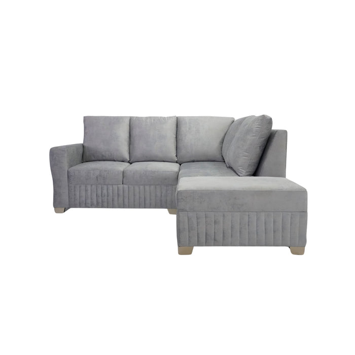 Sala Rinconera Tampa Velvet Luxury Gris, Champaña