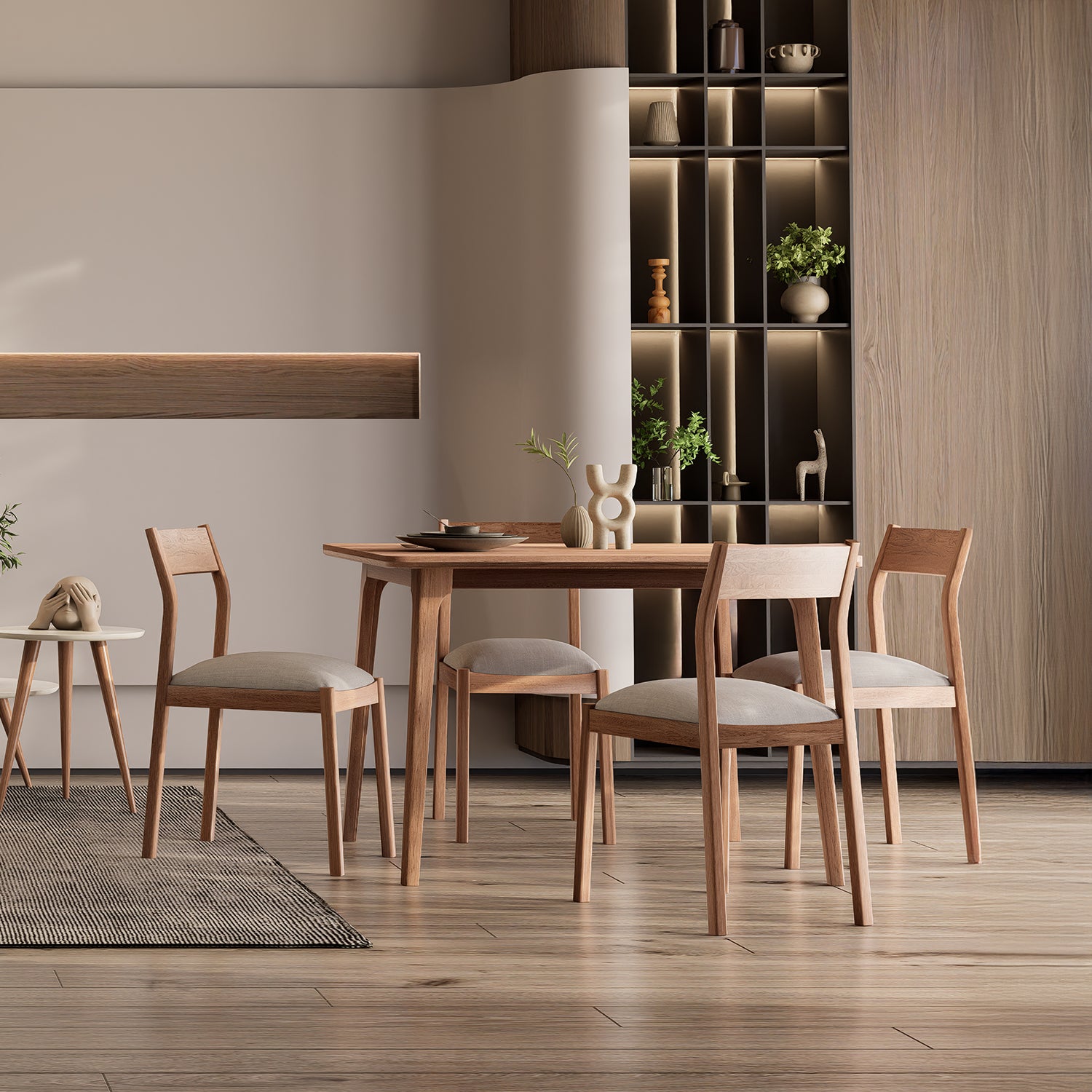 Comedor 4 Puestos Dalton Eurolino Vitore Trigo, Natural