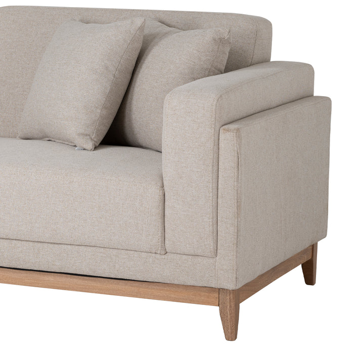Sofá 3 Puestos Denise Lino Verona Beige, Natural