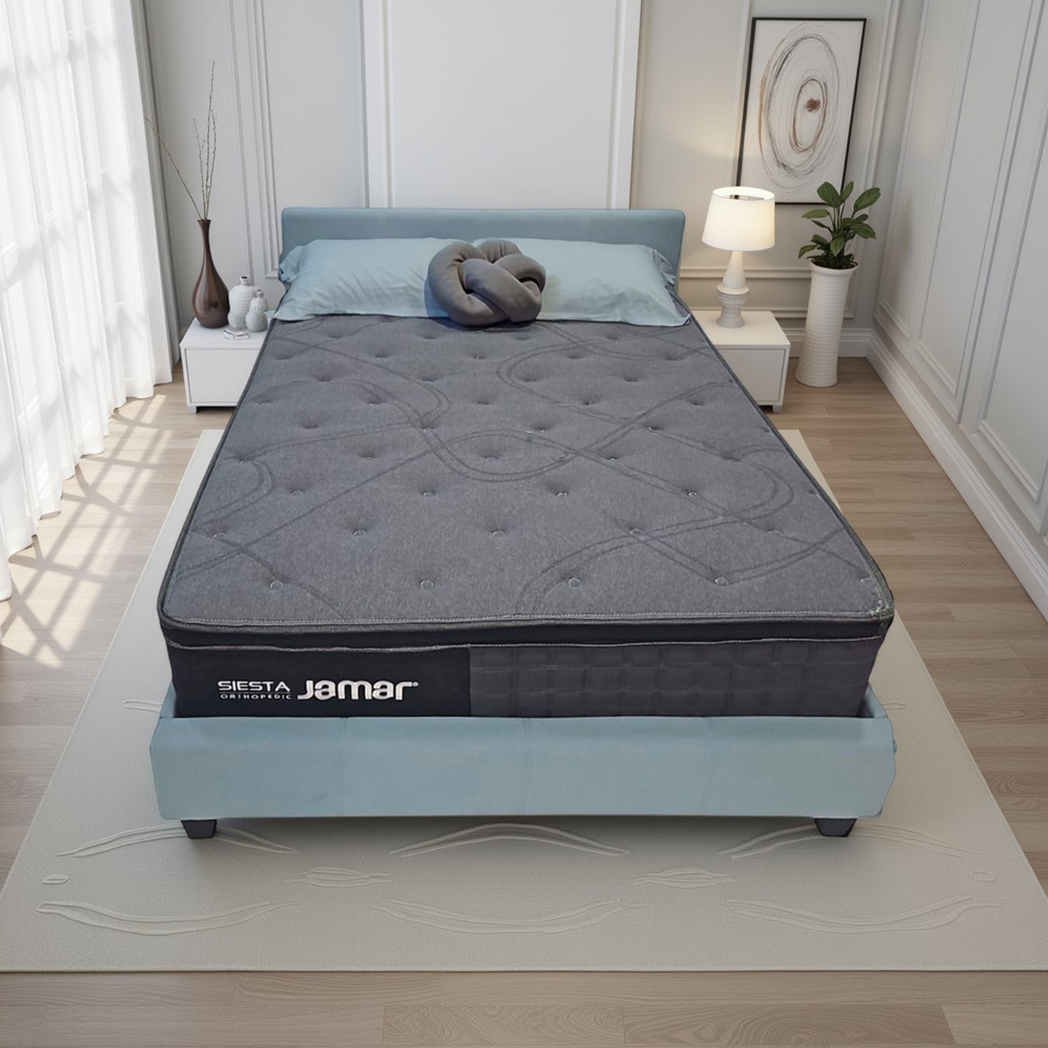 Cama Full Zurich Gris Claro