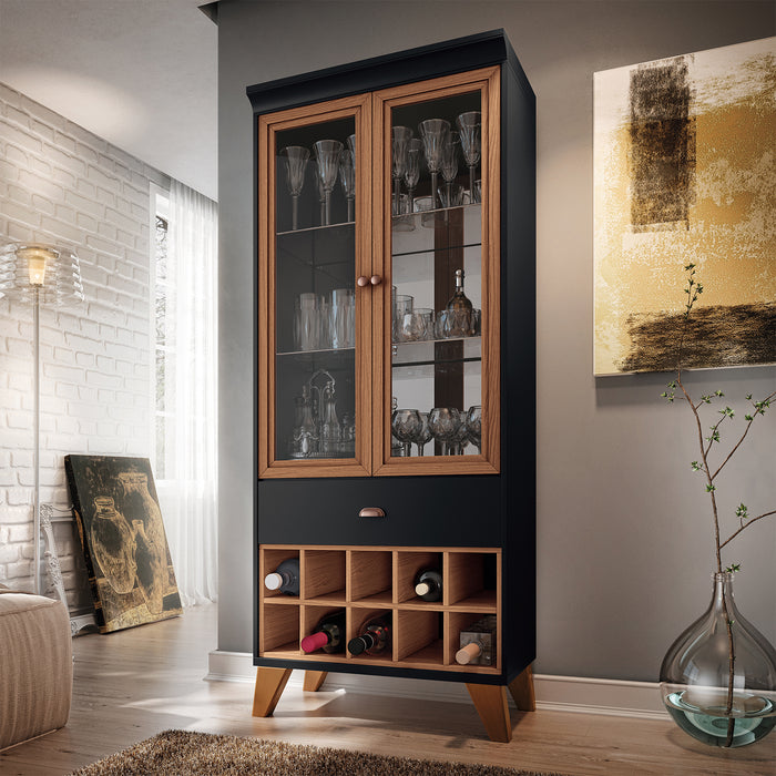 Vitrina Opel Natural Oscuro, Negro
