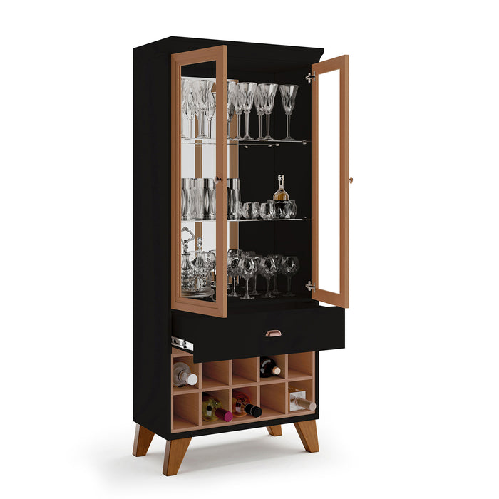 Vitrina Opel Natural Oscuro, Negro