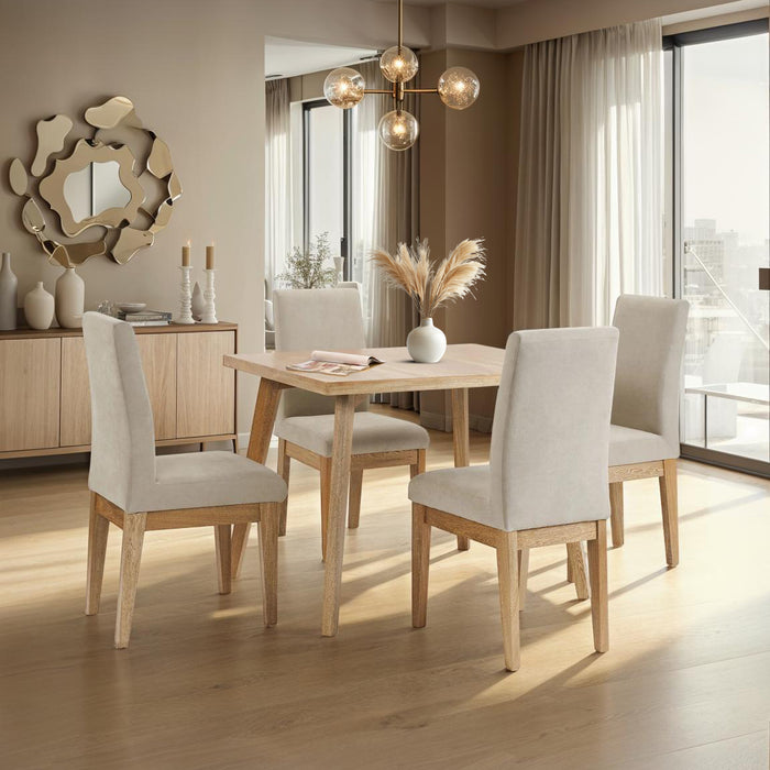 Comedor 4 Puestos Cannes Microfibra Camel, Natural