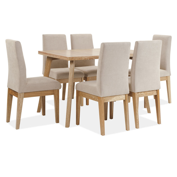 Comedor 6 Puestos Cannes Microfibra Camel, Natural