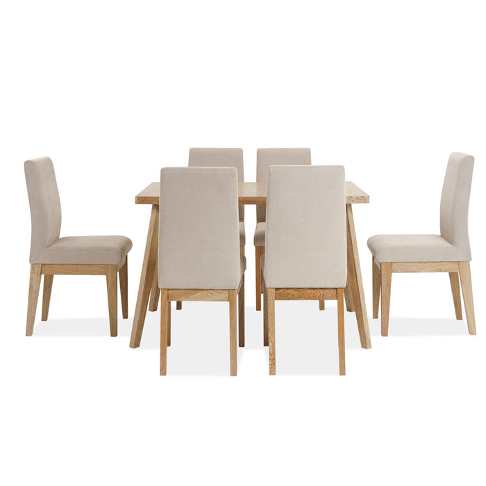 Comedor 6 Puestos Cannes Microfibra Camel, Natural