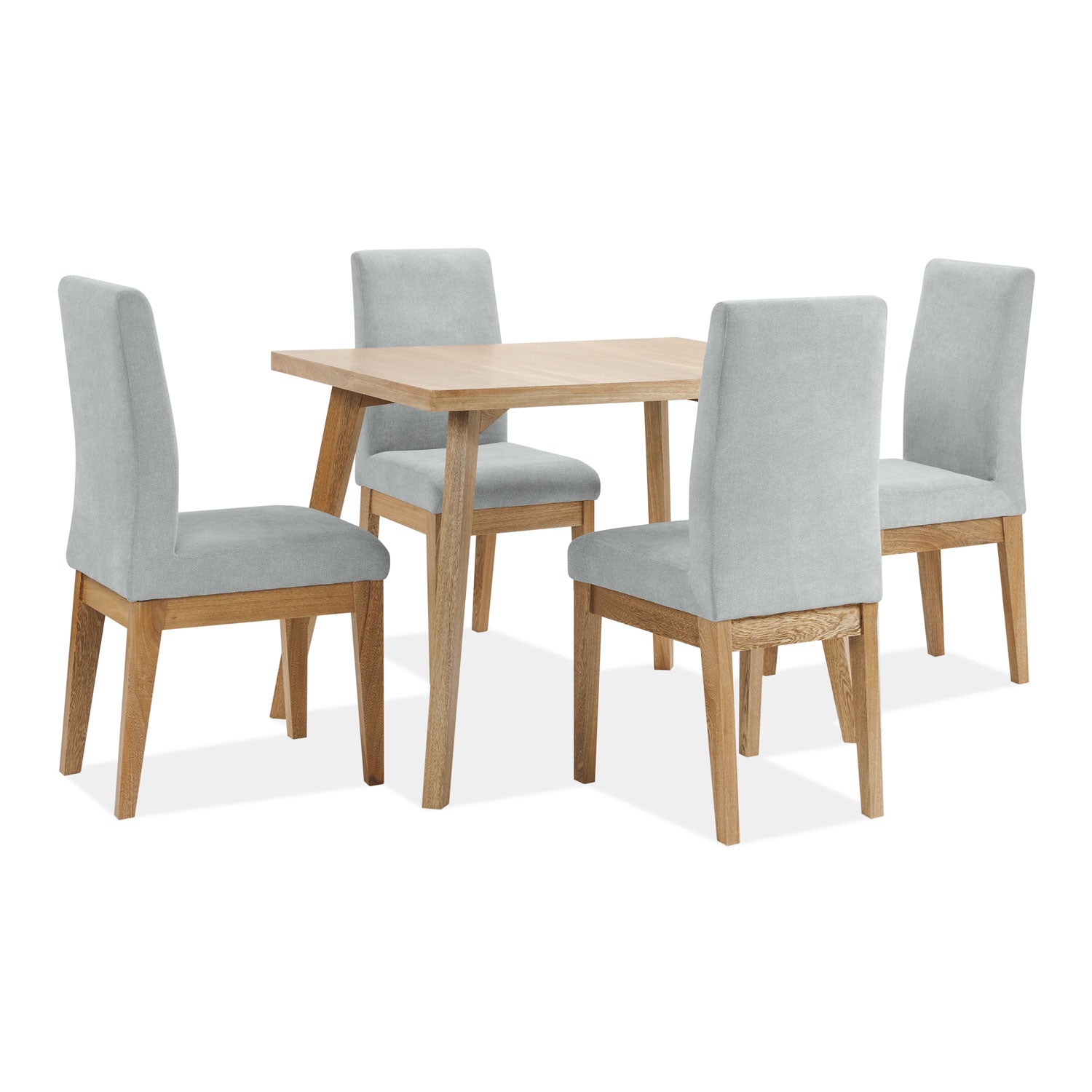 Comedor 4 Puestos Cannes Microfibra Nakano Gris Plata, Natural