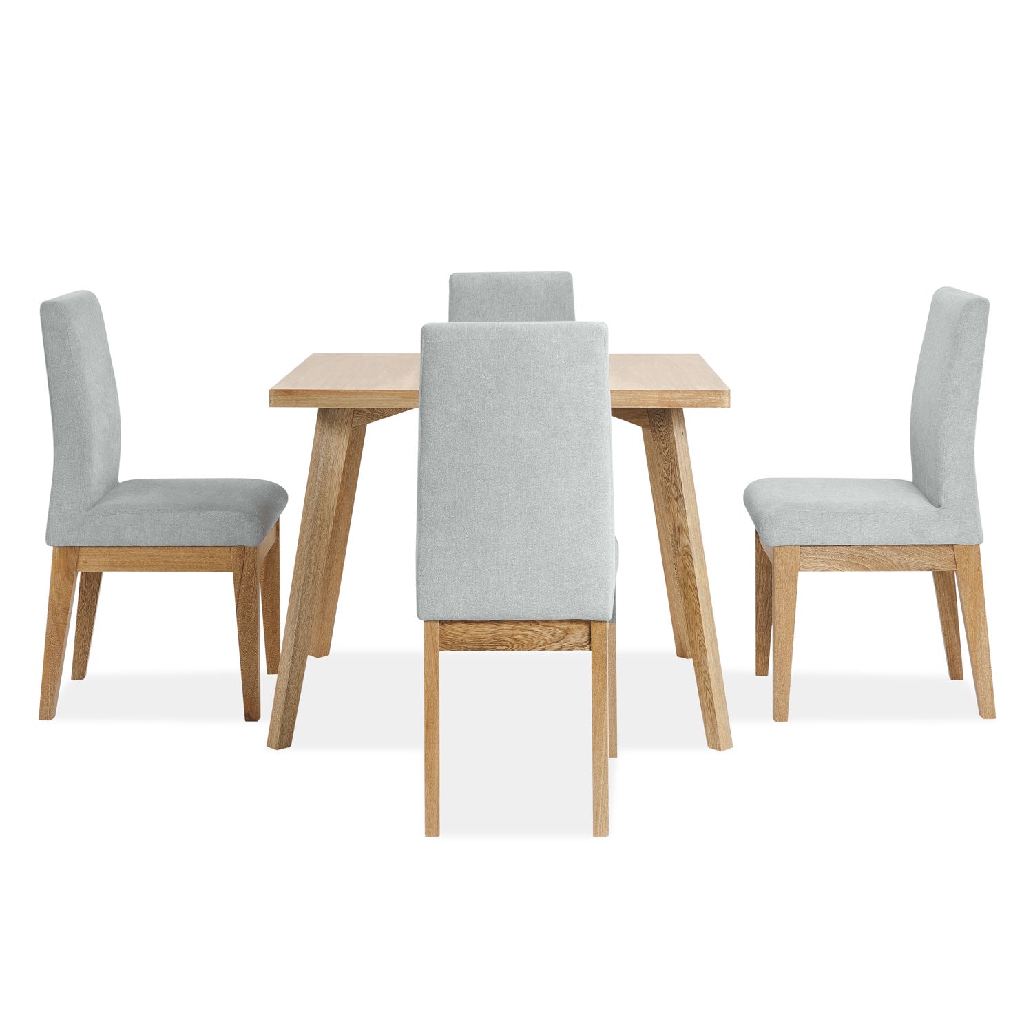 Comedor 4 Puestos Cannes Microfibra Nakano Gris Plata, Natural