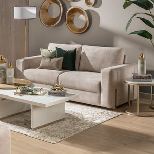 Sofá 3 Puestos Sevilla Velvet Zarem Ivory, Champaña