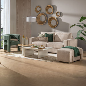 Sofá 3 Puestos Sevilla Velvet Zarem Ivory, Champaña