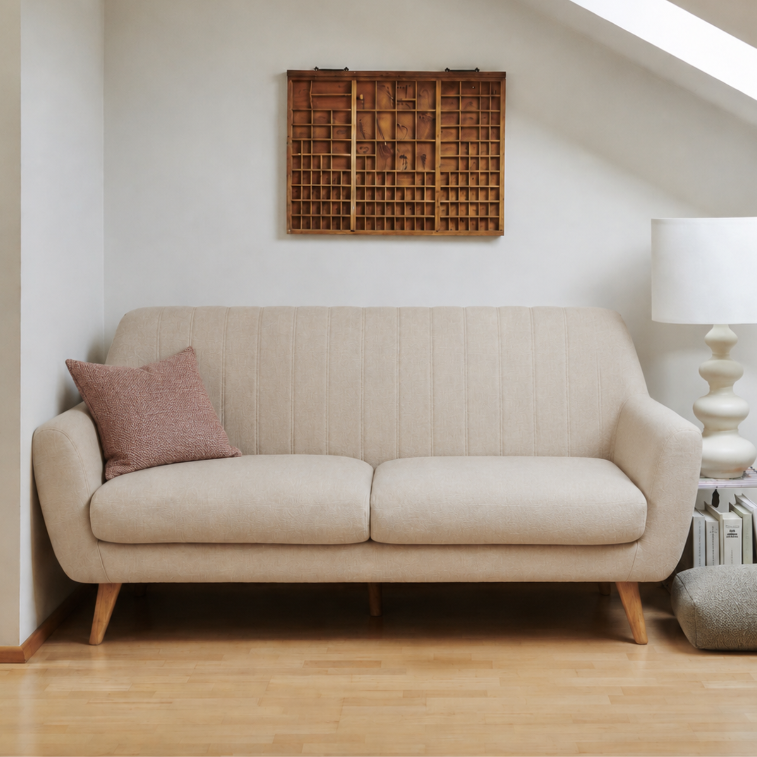 Sofá Lugo 3 puestos Eurolino Marbella Beige, Natural