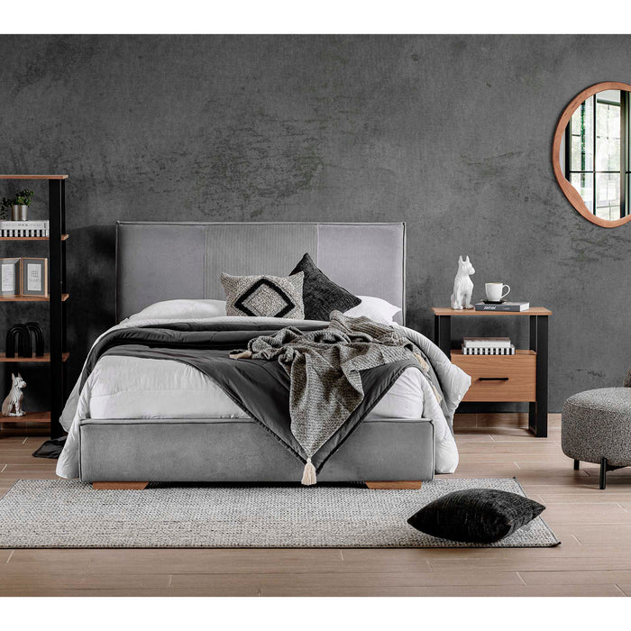 Cama Full Tokyo Gris, Natural