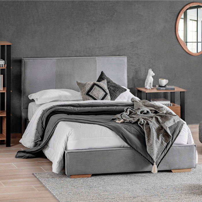 Cama Full Tokyo Gris, Natural