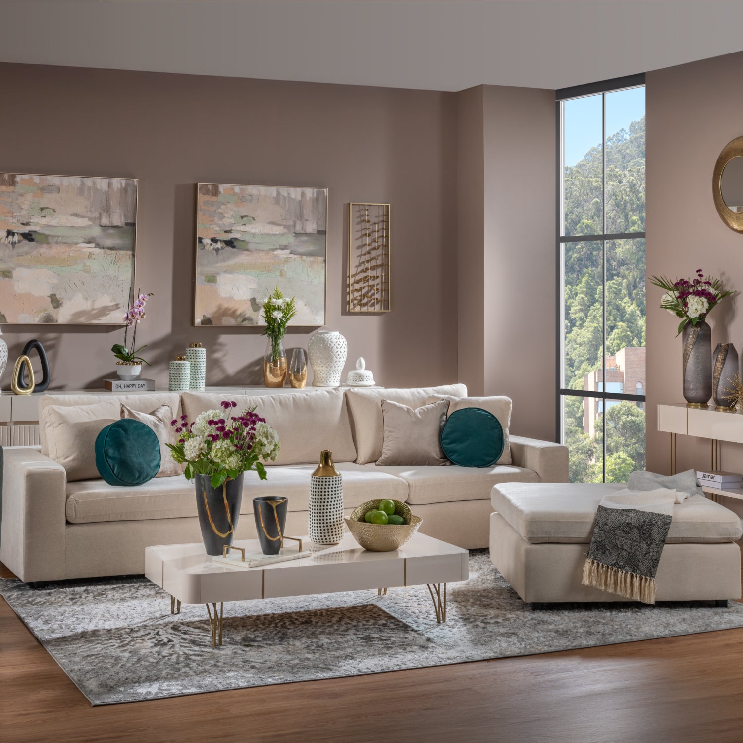 Sala Rinconera Creta Velvet Impetu Beige Premium