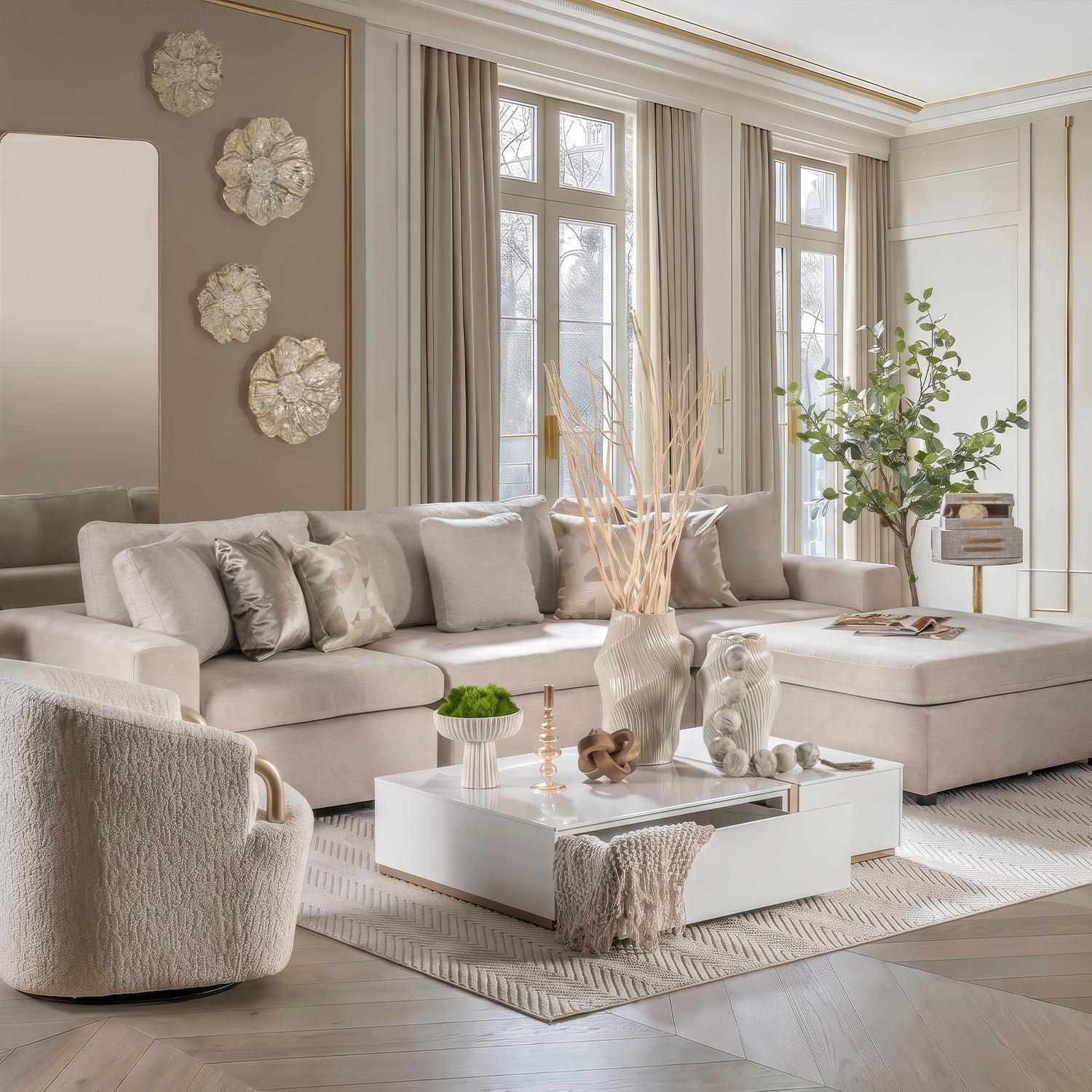 Sala Rinconera Creta Velvet Impetu Beige Premium