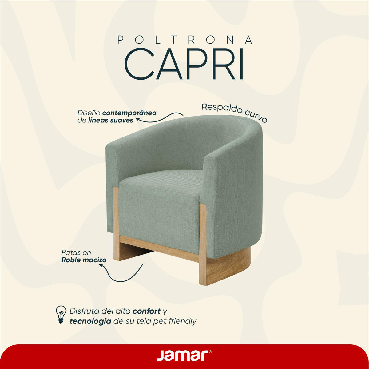 Butaca Capri Lino Menta, Natural