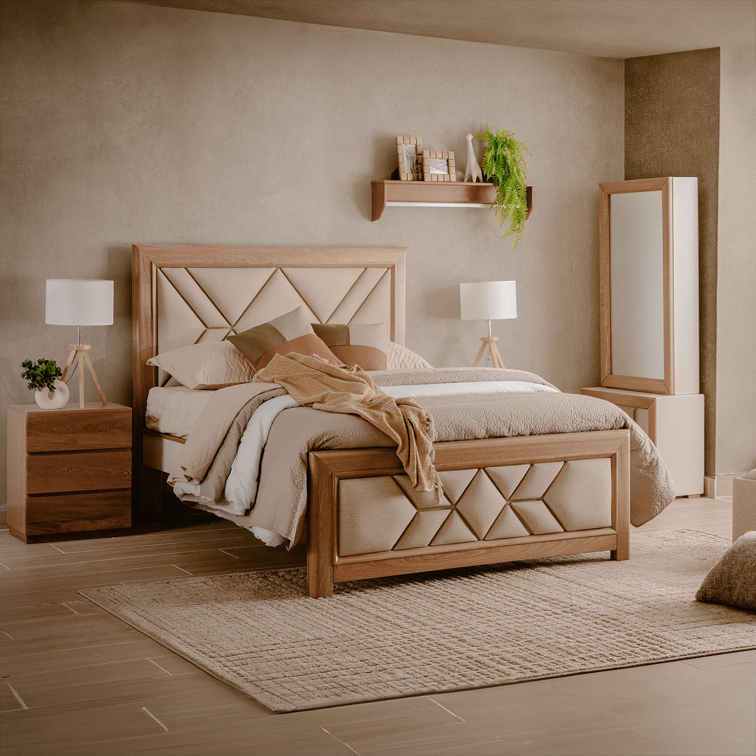 Recámara Queen Marriot Beige, Natural