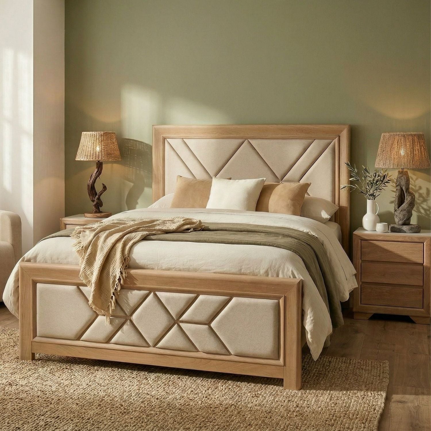 Cama Queen Marriot Eurolino Beige, Natural