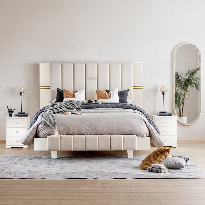 Cama Queen Detroit Greige, Champaña