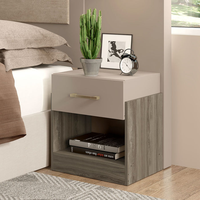 Mesa de Noche Barton Natural Oscuro, Taupe