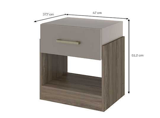 Mesa de Noche Barton Natural Oscuro, Taupe