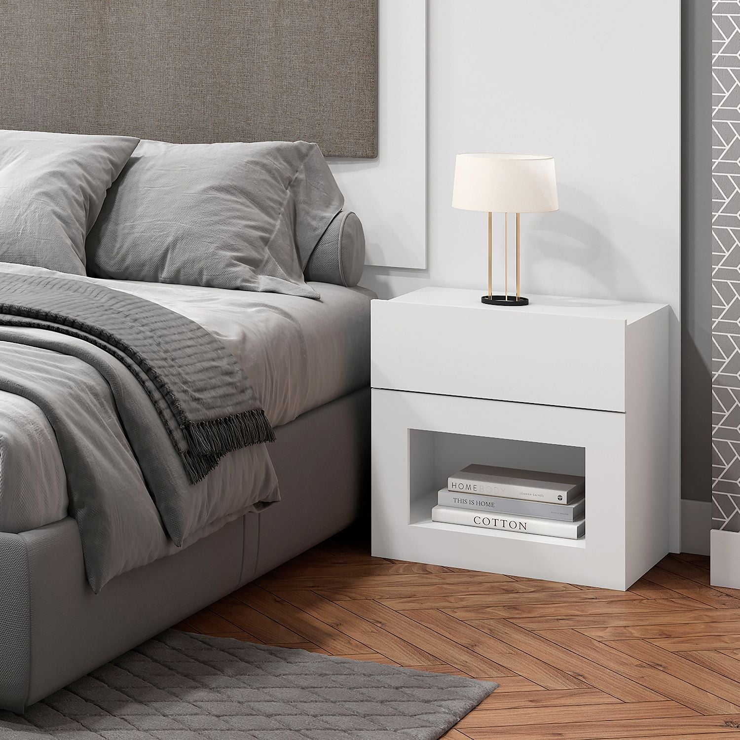 Mesa de Noche Broadway Blanco