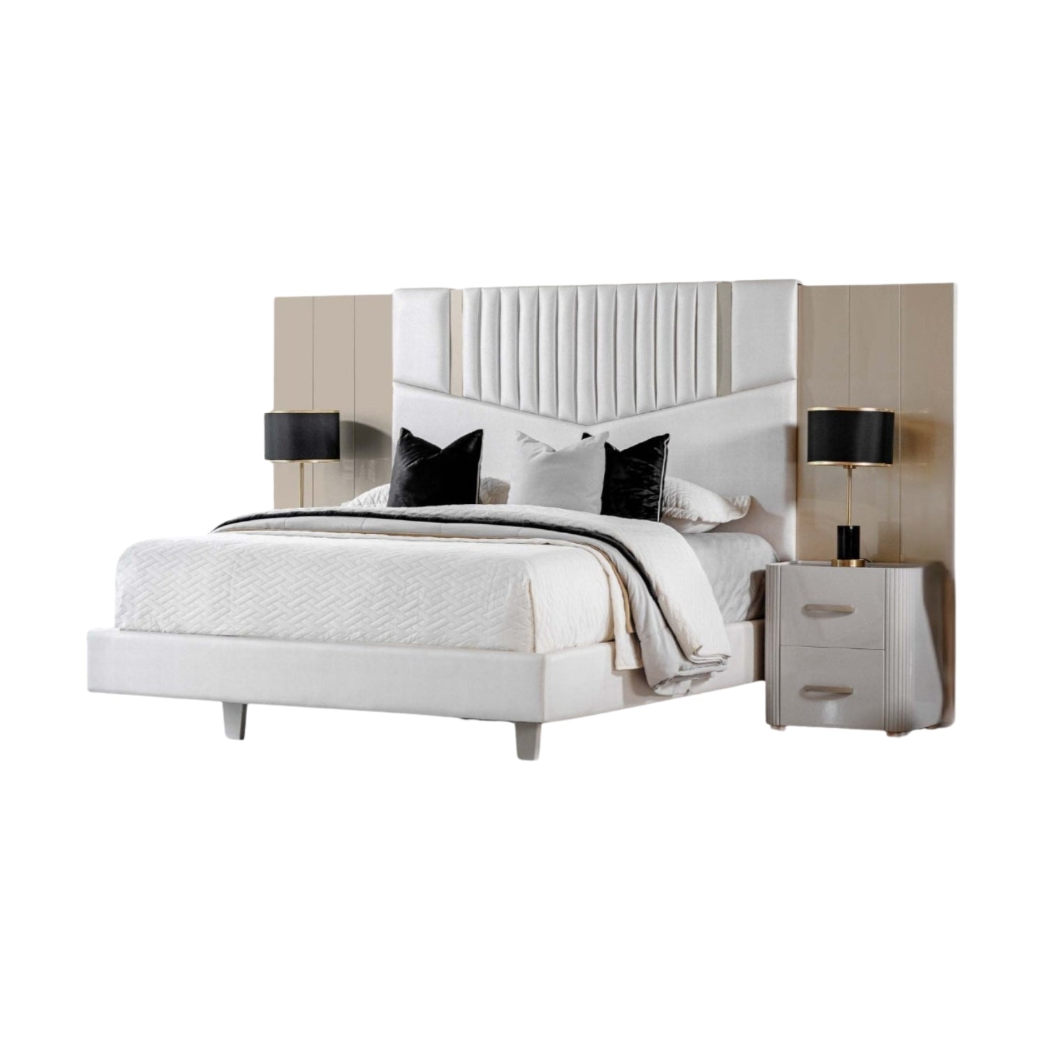 Recámara Queen Sabina Eurolino Off White, Champaña Y Beige Perla
