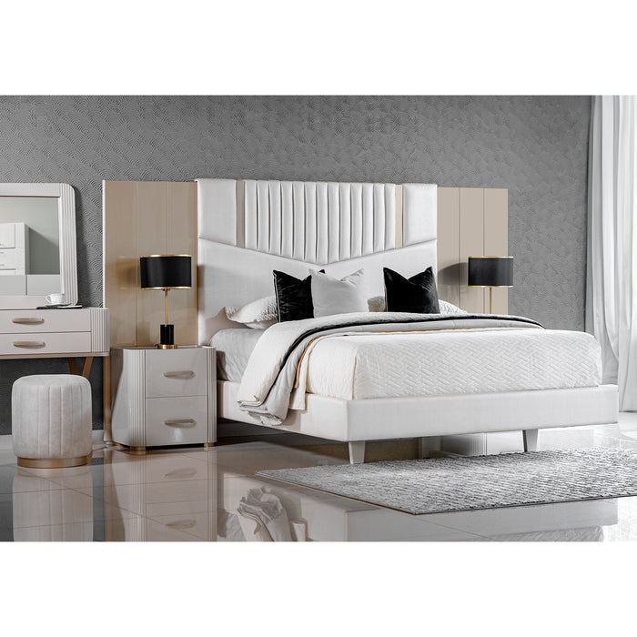 Recámara king Sabina Off White, Champaña Y Beige Perla