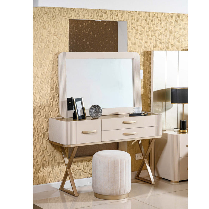 Recámara king Sabina Off White, Champaña Y Beige Perla