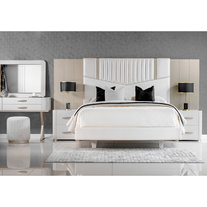 Recámara king Sabina Off White, Champaña Y Beige Perla