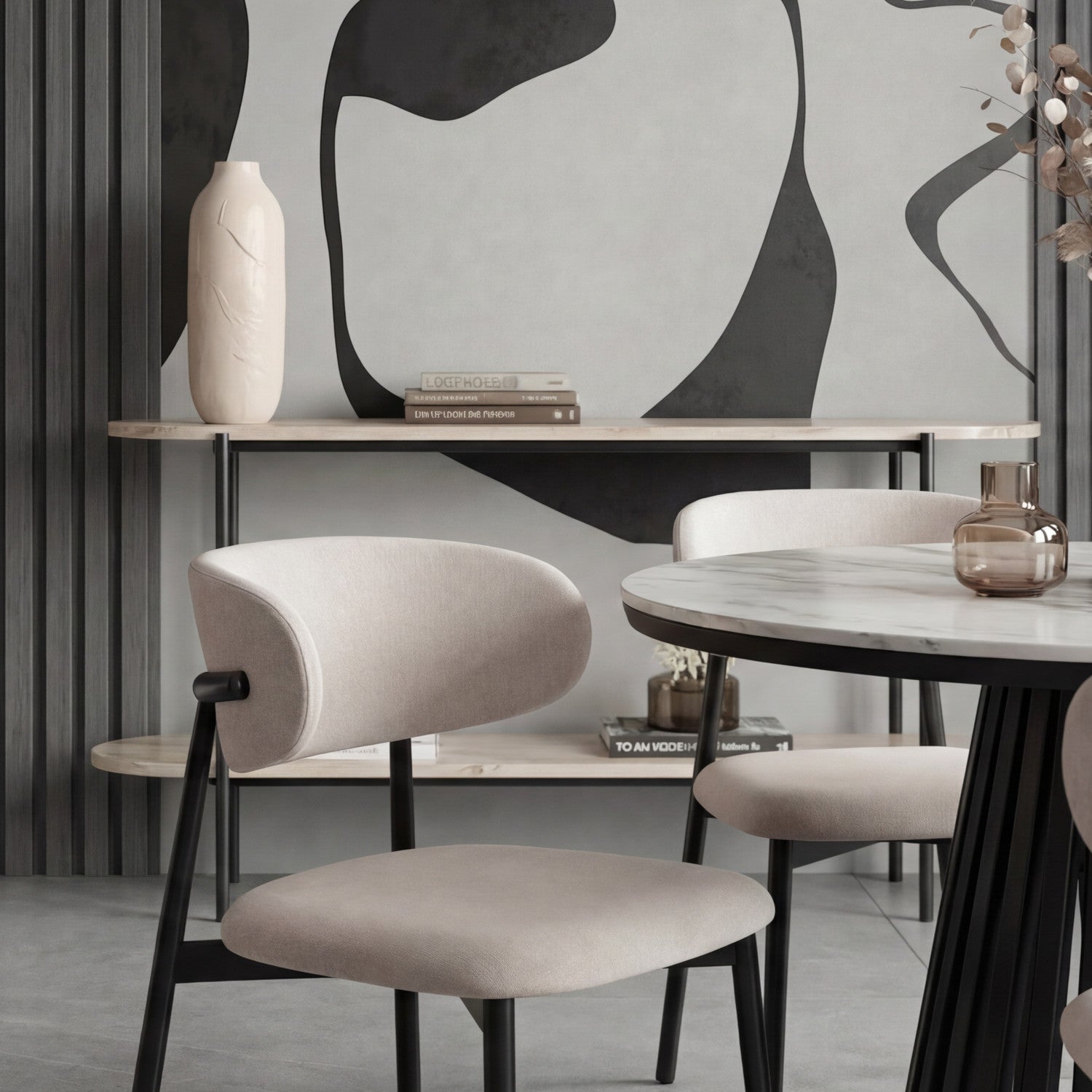 Comedor 4 Puestos Donato Beige, Negro