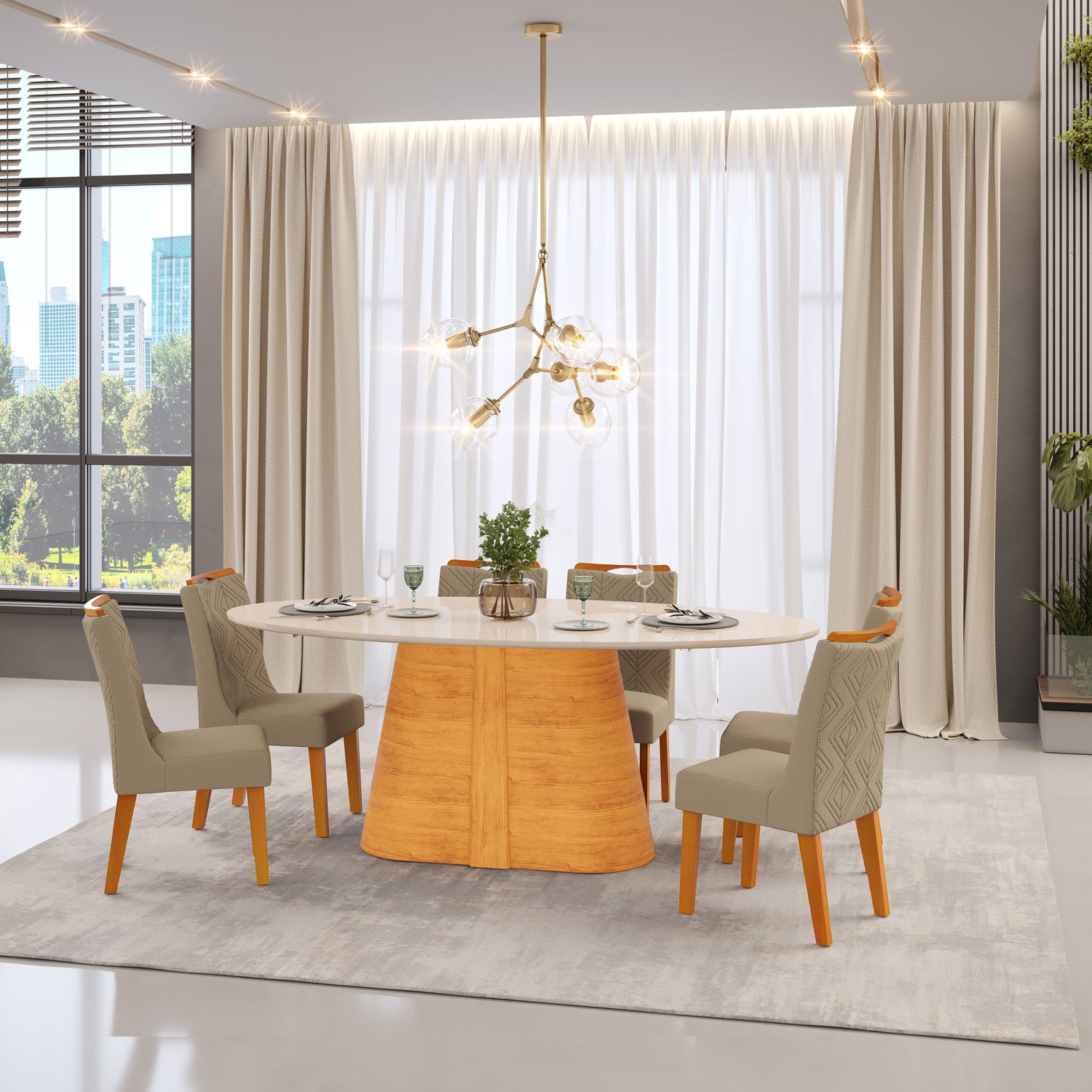 2 Sillas de Comedor Stella Lino Beige
