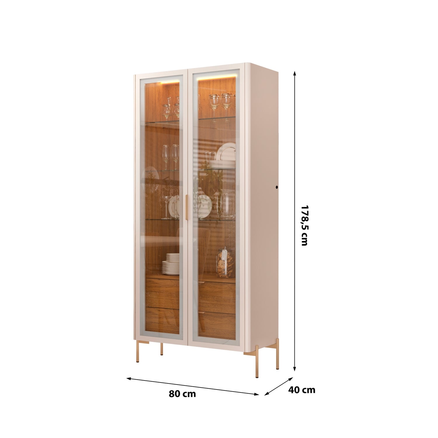 Vitrina Olivia Off White, Natural