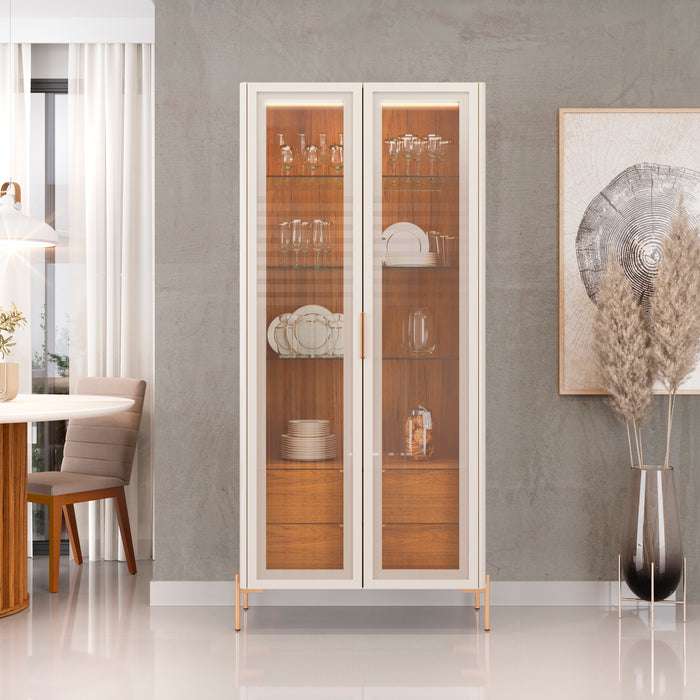 Vitrina Olivia Off White, Natural